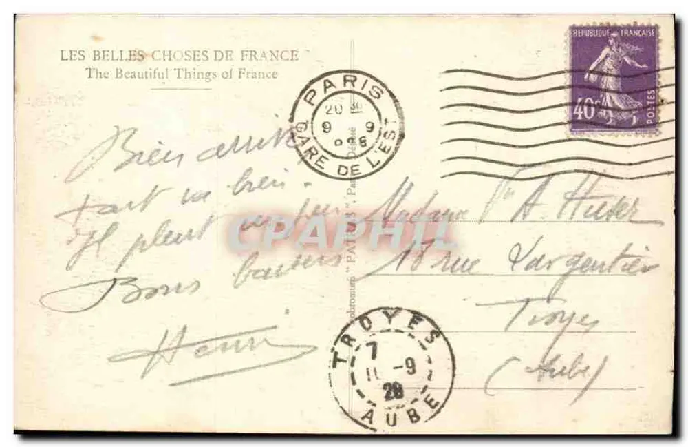 Paris - Hôtel de Ville - Town Hall — série 89, editor 'Les Belles Choses de France' - Verso