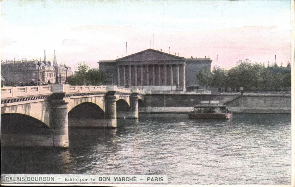 Palácio Bourbon — vista do ponte e do rio — editado pelo Bon Marché — Paris - Frente