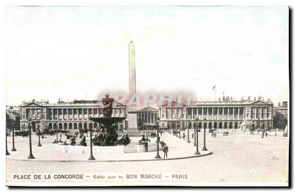 Place de la Concorde — Obelisk und Fontäne — Verlag Le Bon Marché - Paris - Vorderseite