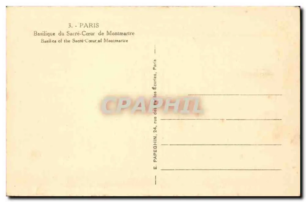 Basílica do Sagrado Coração de Montmartre — Paris — E. Papeghin, 24, rue des Écureuiles, Paris - Verso