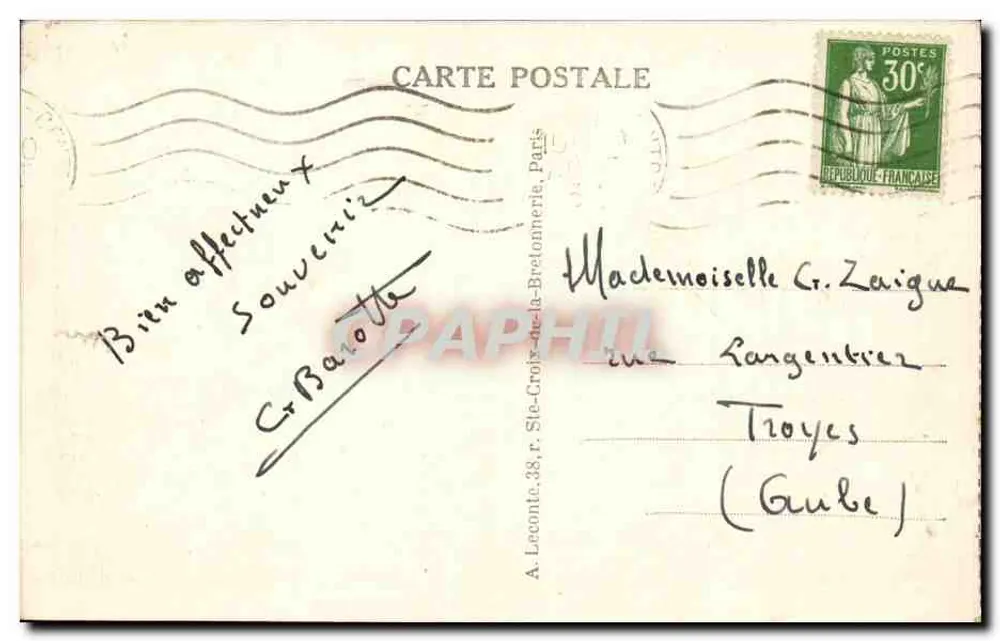 Paris - A Place de la République — Hotel Moderne — n° 167 - Verso