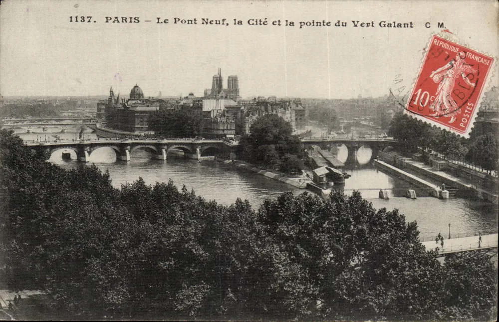 PARIS — Der Neue Brücke, die Cité und die Spitze des Vert Galant — C M - Vorderseite