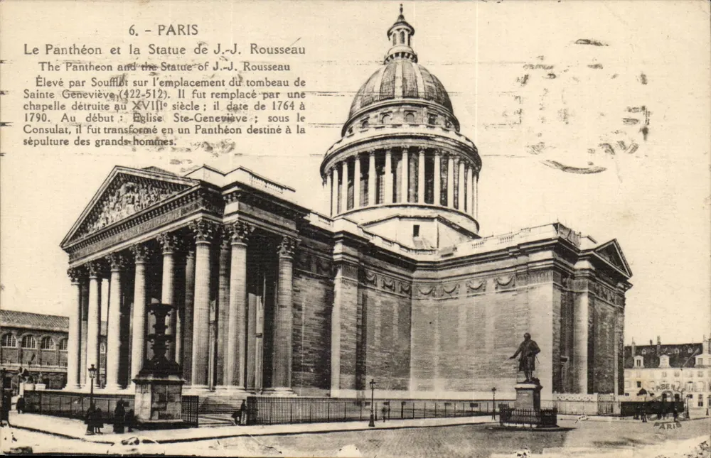 Paris — Ansicht des Panthéons und der Statue von J.-J. Rousseau — Verlag Parisen, n°6 - Vorderseite