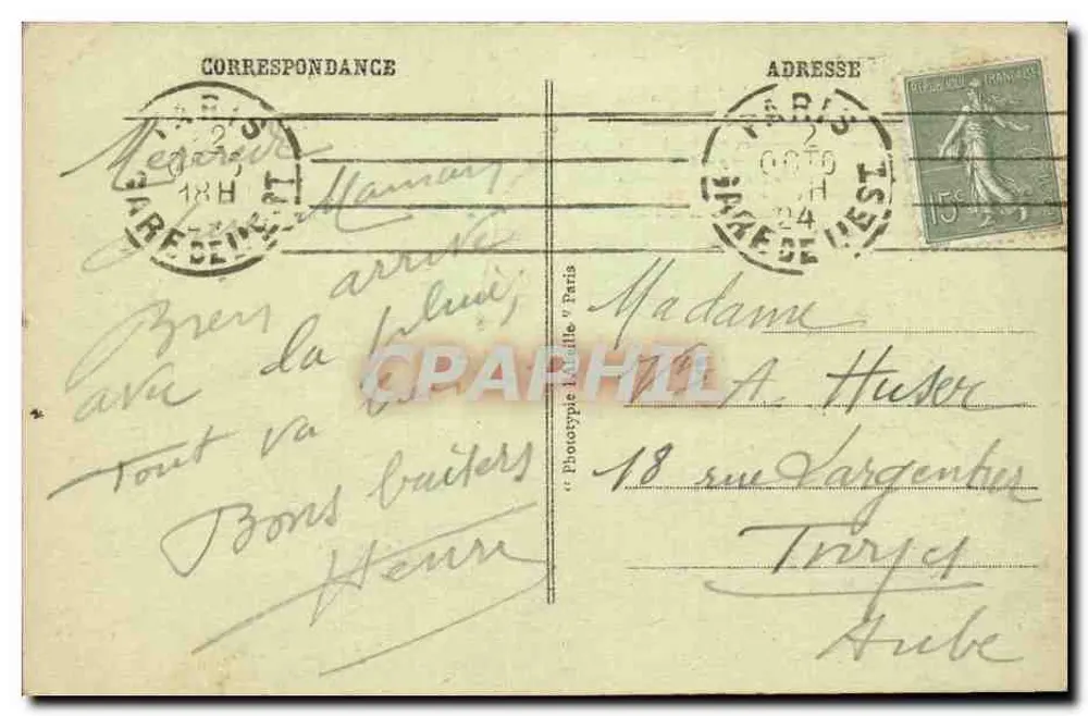 Paris — Ansicht des Panthéons und der Statue von J.-J. Rousseau — Verlag Parisen, n°6 - Rückseite