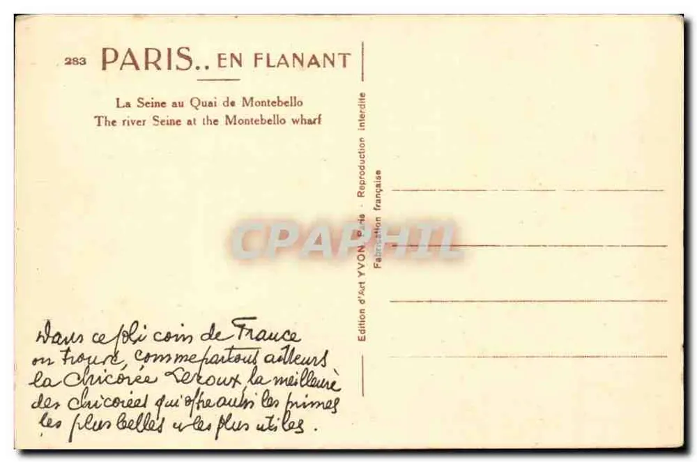 Paris. Spaziergang — Die Seine am Quai de Montebello — Édition YVON Paris - Rückseite
