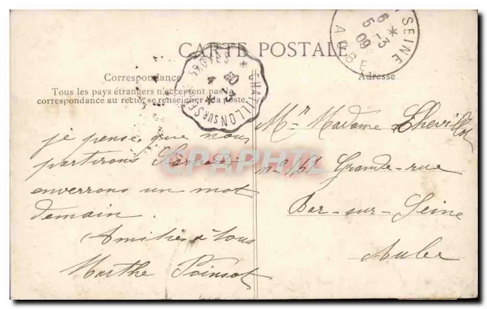 PARIS — Avenida dos Acácias — República Francesa, n°22 - Verso