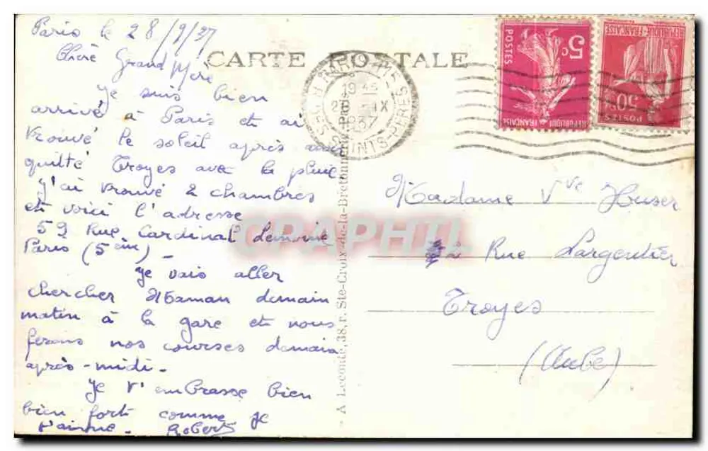 Paris — O Palácio do Luxemburgo — A. L. — n° 153 - Verso