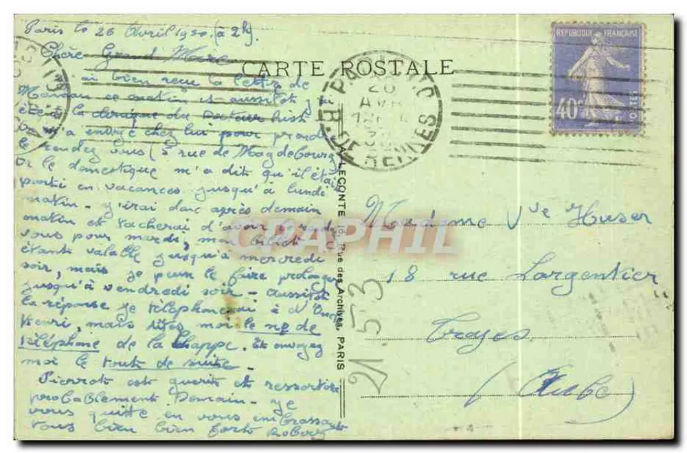 Paris - Praça da Estrela - Arco do Triunfo - A. L. - Verso