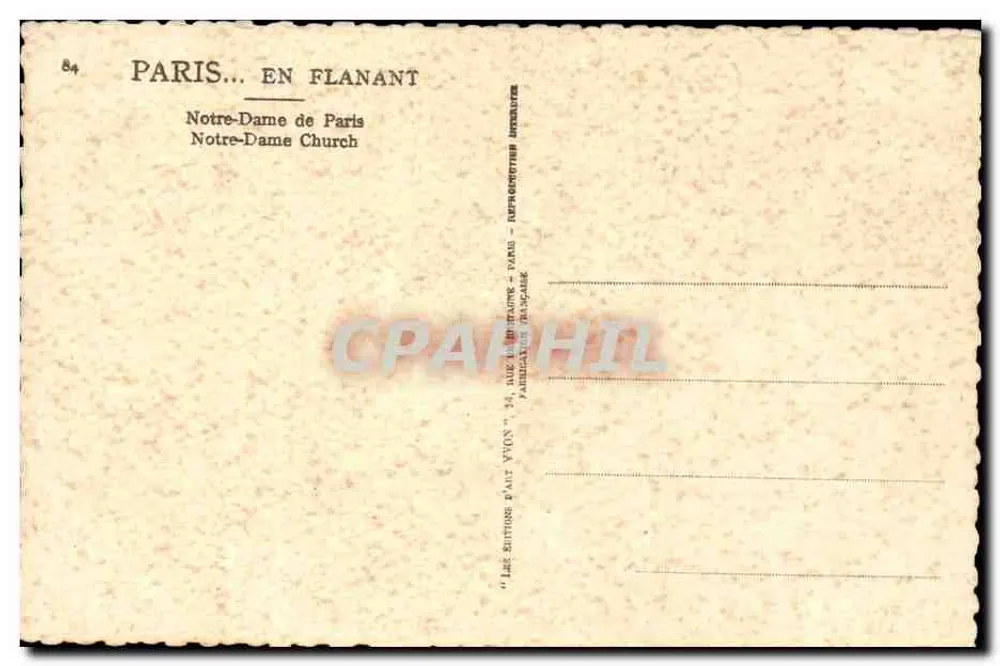 Notre-Dame de Paris — Vista da fachada — Edições de Arte YVON - Verso