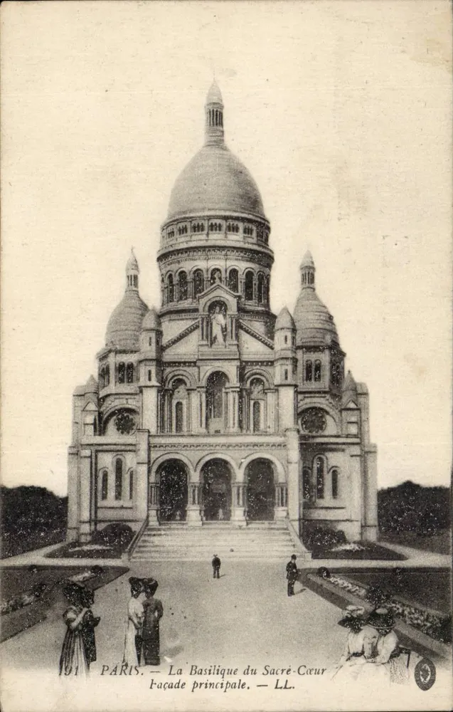 Parijs — De Basiliek van het Heilig Hart — Hoofdfacade — LL - Voorkant