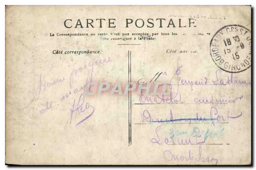 Paris — A Madeleine — Editor desconhecido, número de série não visível - Verso
