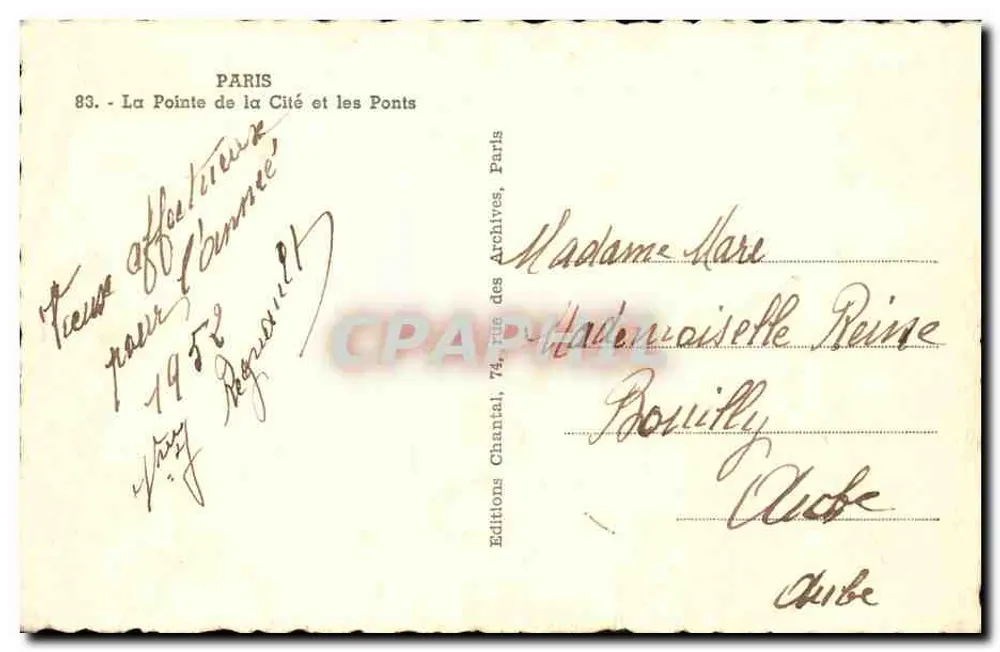 Parigi - La Punta della Cité e i Ponti — Edizioni Chantal, Parigi - Verso