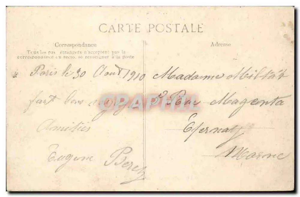 Paris - Avenida da Ópera — vista da Ópera Garnier — editor E.D. n°4050 - Verso