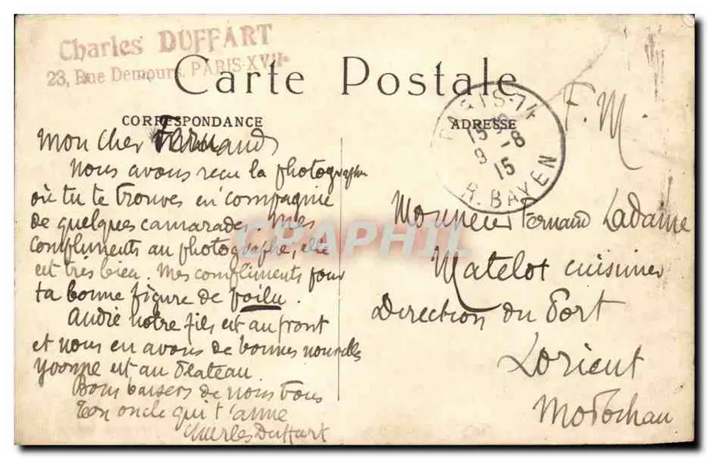 Paris — Île de la Cité und der Pont Neuf — M. J. - Rückseite