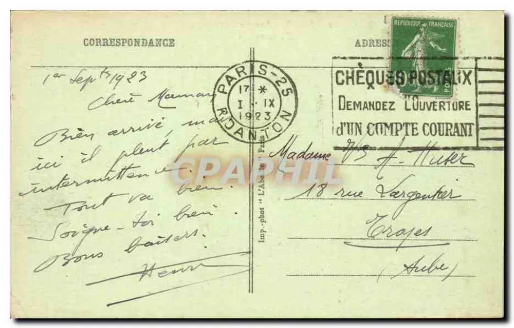 Paris - Avenida da Ópera — vista da Ópera Garnier — editor Chabelle, n°116 - Verso