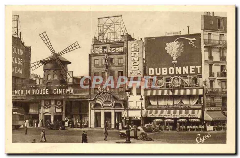 Place Blanche, Paris — Moulin Rouge Kino und Werbetafeln — Erpé, n°45 - Vorderseite