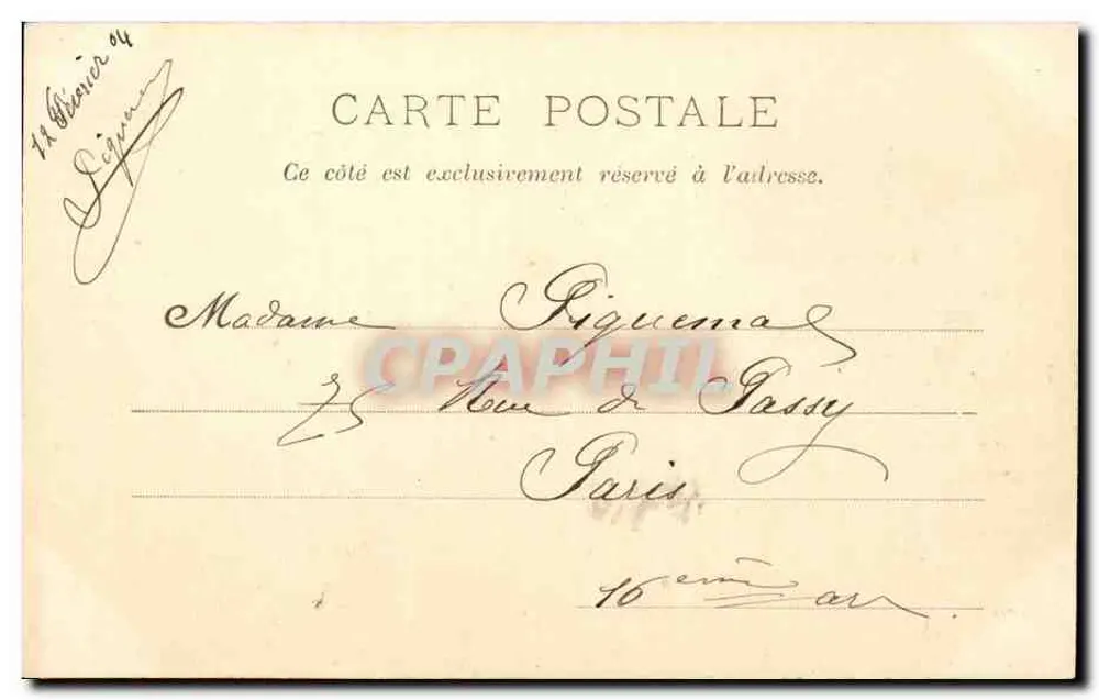 Paris-Passy — Torre de Passy — P. Marmuse, Paris, n°310 - Verso