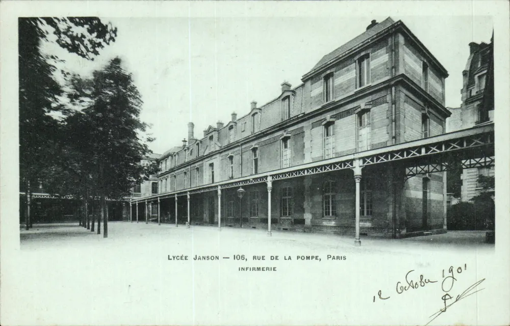 Lycée Janson — Sanitätsbereich — Rue de la Pompe, Paris — Phototypie A. Breger, Paris - Vorderseite