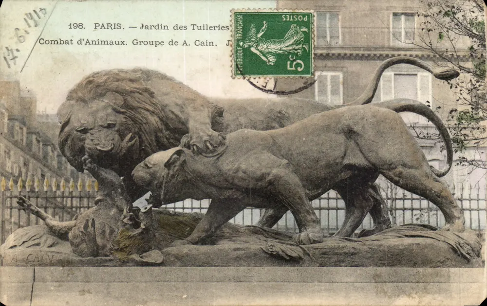 Paris — Jardin des Tuileries — Tierkampf, Gruppe von A. Cain - Vorderseite