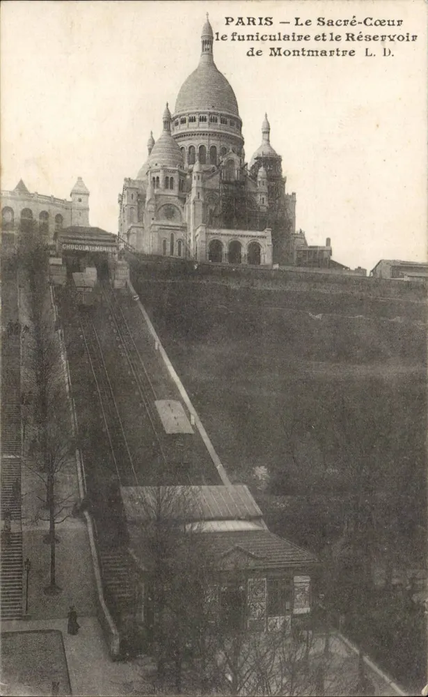 Paris — Der Sacré-Cœur, der Seilbahn und der Reservoir von Montmartre — L. D. - Vorderseite