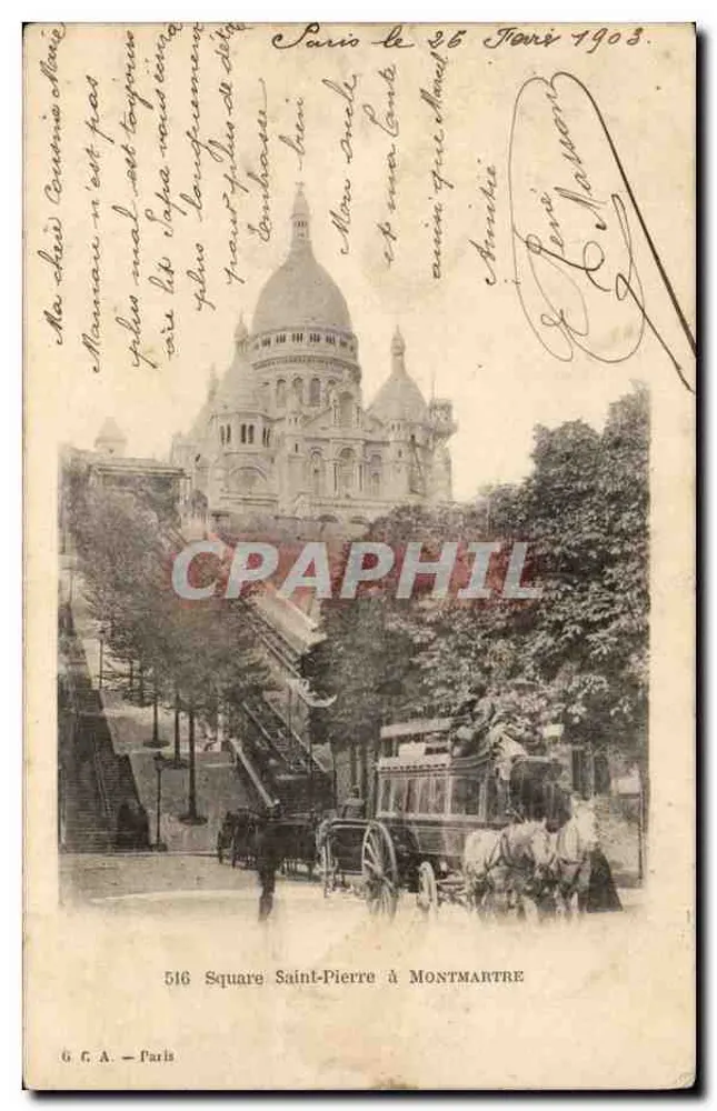 Square Saint-Pierre in Montmartre — Sacré-Cœur im Hintergrund — G. C. A. — Paris, n° 516 - Vorderseite