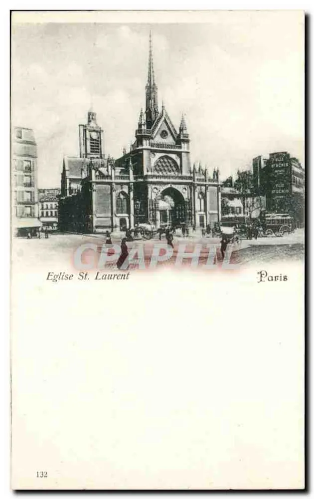 Igreja de Saint-Laurent — Paris — Graphphil, n° 132 - Frente