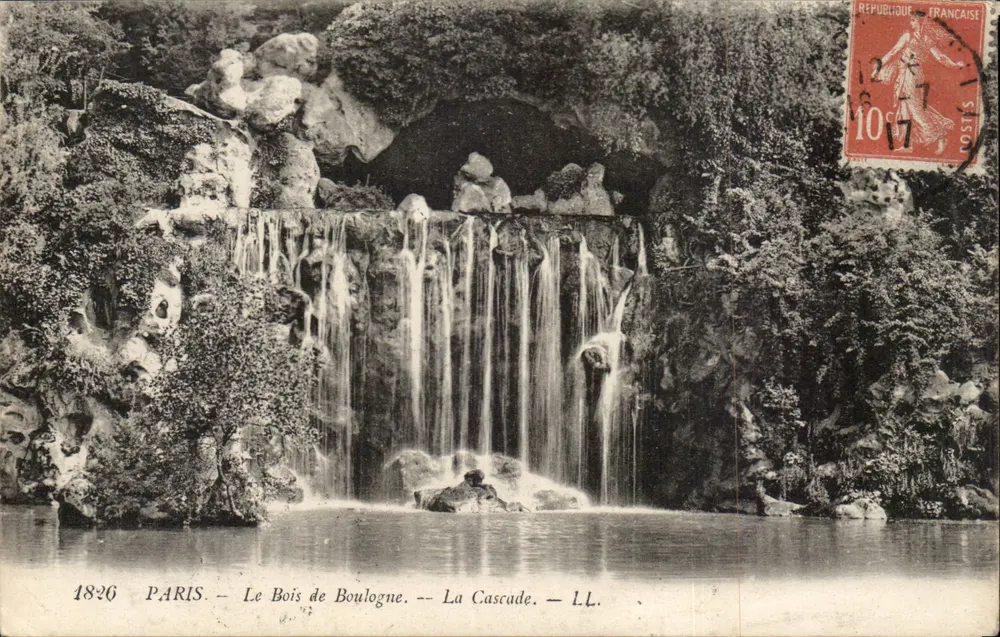 Paris — O Bois de Boulogne — A Cascata — L.L. - Frente
