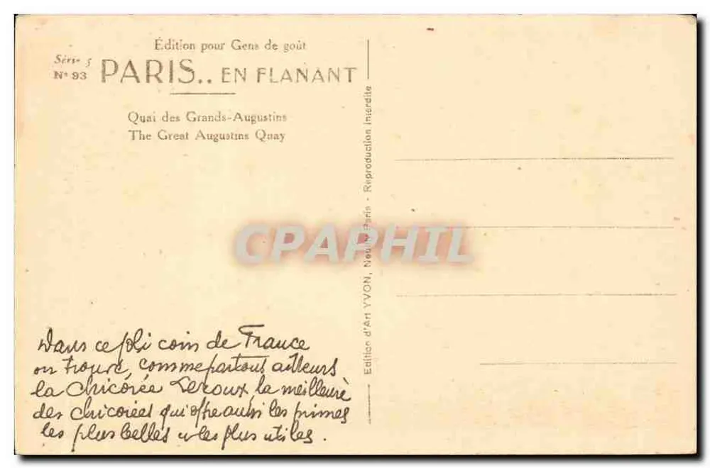 Paris — Quai dos Grandes-Augustins — Edição para Gente de Bom Gosto, n° 93 - Verso