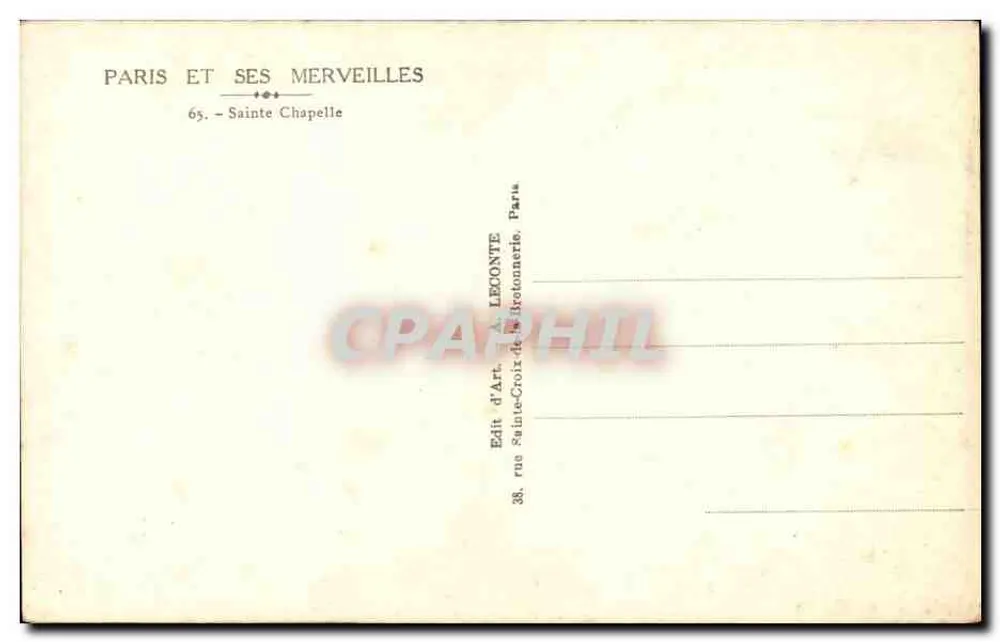 Santa-Chapelle — Paris — Editor LECONTE - Verso