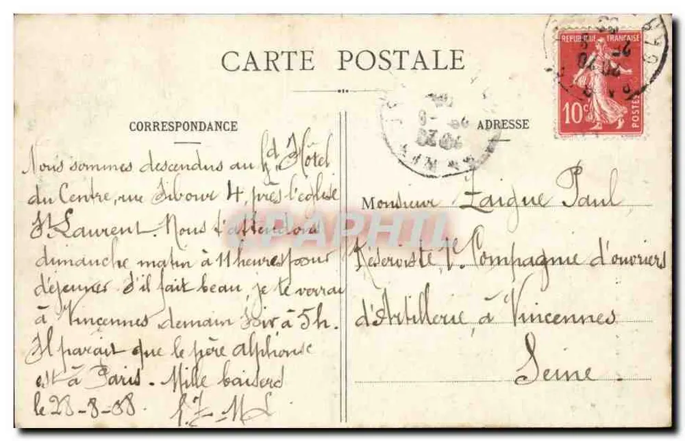 Paris — A Coluna Vendôme — Editor não identificado, n° de série 11 - Verso