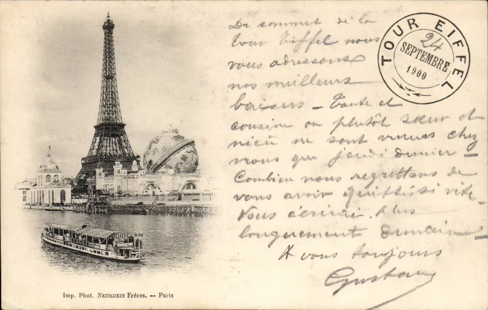 Torre Eiffel — Exposição de 1900 — Imp. Phot. Neurdein Frères — Paris - Frente