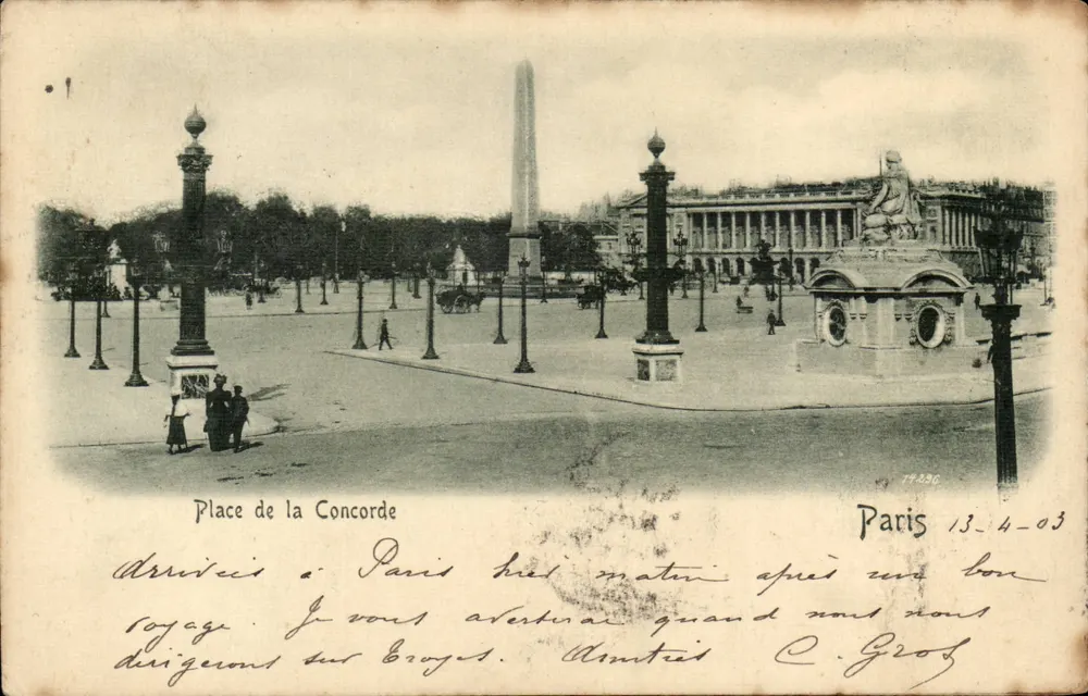 Praça da Concórdia — Paris — editor C. Grof, n° 17436 - Frente