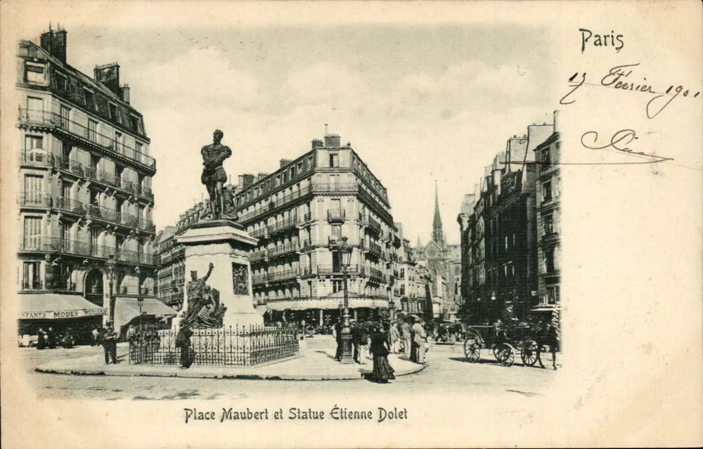 Place Maubert und Statue Étienne Dolet — Paris — unbekannter Verlag - Vorderseite