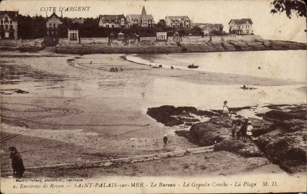 Saint-Palais-sur-Mer — Le Bureau — La Grande Conche — La Plage — Marcel Delbay, phototypie, Cardeaux - Vorderseite