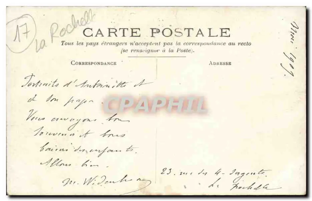 Soldat und Kind auf Bank — Park — Verlag La Rochelle, Nr. 17 - Rückseite