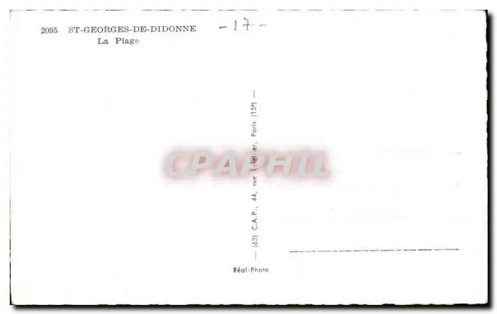 A praia de Saint-Georges-de-Didonne — vista animada com guarda-sóis publicitários — Réal-Photo, n°2095 - Verso