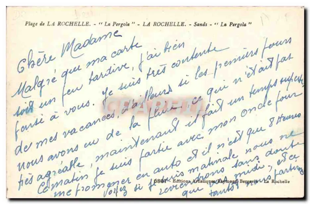 Praia de LA ROCHELLE — "La Pergola" — Editor Ramuntcho - Verso