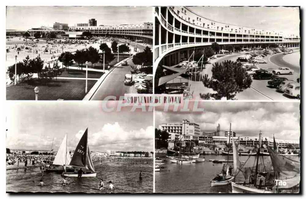 Royan — Vista do porto, praia e hotel — Tito - Frente
