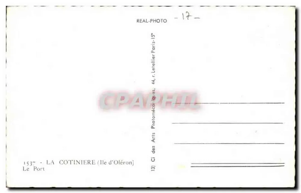 O Porto — A Cotinière (Ilha de Oléron) — Editor: Arts Photographiques, Paris - Verso