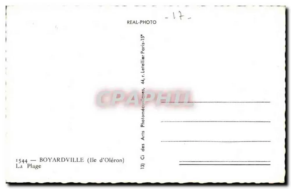 Boyardville — A Praia — Editora: Arts des Arts, Paris - Verso
