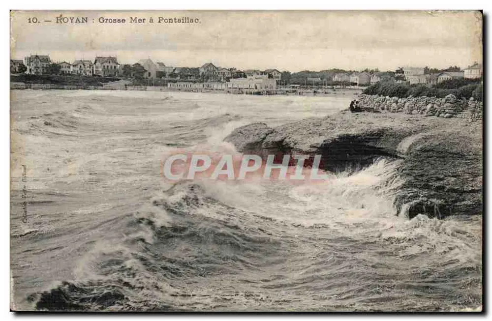 Royan : Grosse Mer à Pontsillac — Editor H. Milaud, n°10 - Frente