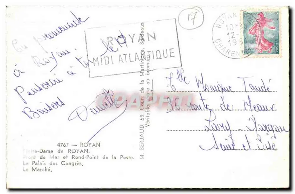 Royan — Vista aérea dos principais monumentos — Lembrança de Royan - Verso