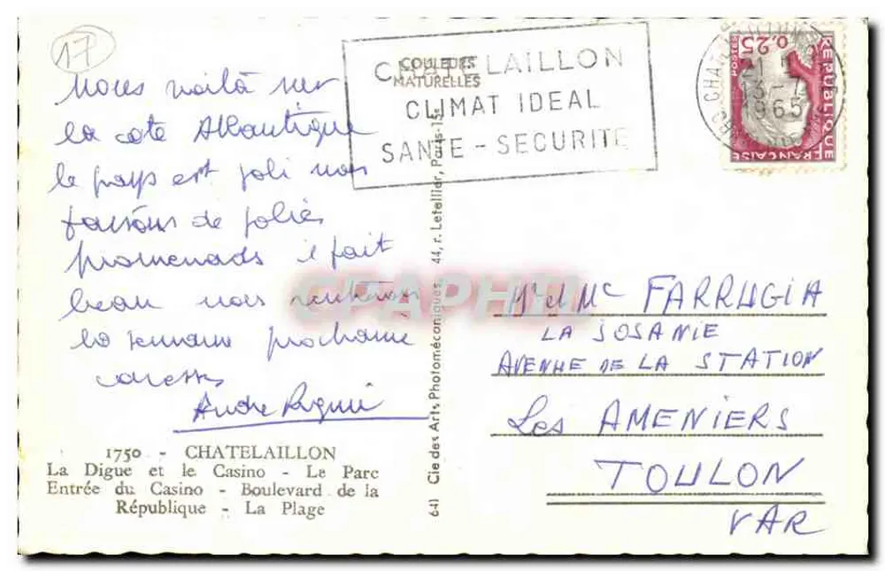 Châtelaillyon — vista panorâmica — Cie das Artes Fotomecânicas, n°17 - Verso