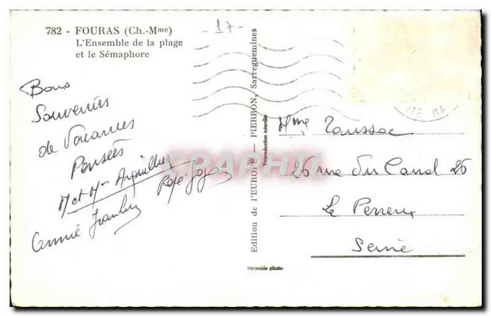 Fouras — O Conjunto da praia e o Sémaphore — Édition de l'Europ, Sarteguennes - Verso
