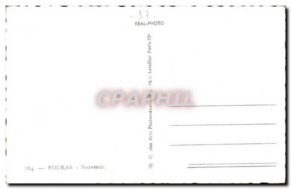 Fouras — Lembrete — FOTO-REAL, 44, r. Lotelier, Paris - Verso