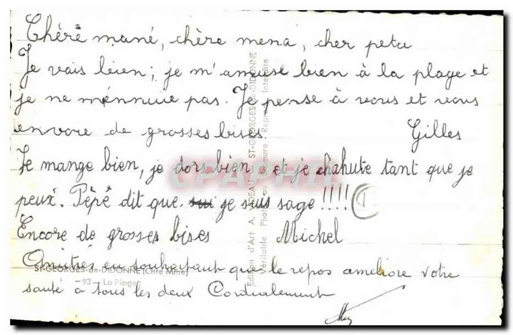 Família na praia — Saint-Georges-de-Didonne — Édition d'Art A. DECAU - Sainte-Marguerite - Verso