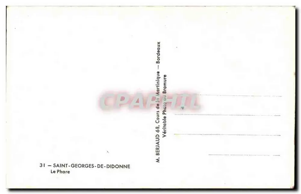 Farol de Saint-Georges-de-Didonne — Cours de la Martinique — editor M. Berjaud - Verso