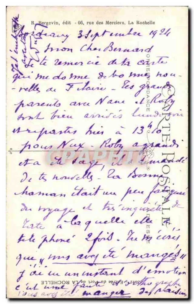 A Torre da Lanterna em La Rochelle — vista do porto — R. Bergevin, editor - 06, rue des Merciers, La Rochelle - Verso