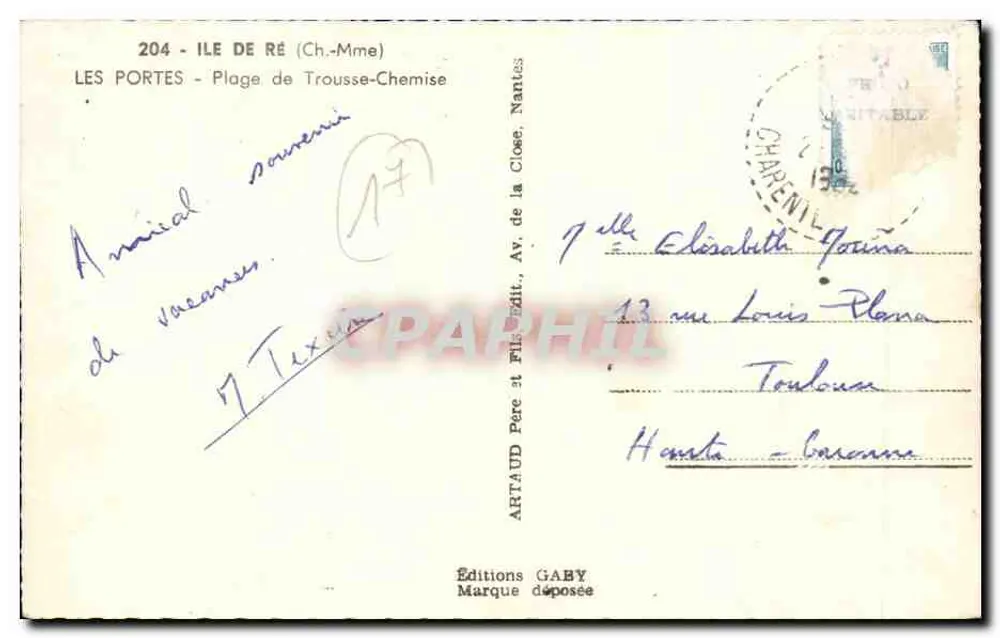 Strand von Trousse-Chemise — Insel Ré — Editions Gaby, Nr. 204 - Rückseite