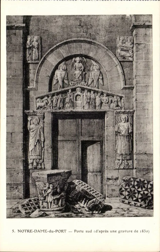 Notre-Dame-du-Port — Südportal (nach einer Holzschnitte von 1830) - Vorderseite